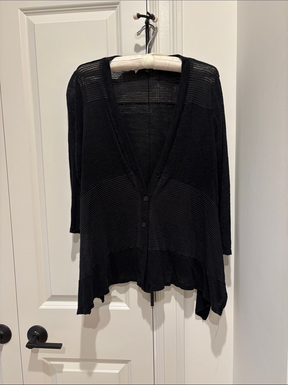 Cable & Gauge Black Lightweight Button-Front Cardigan